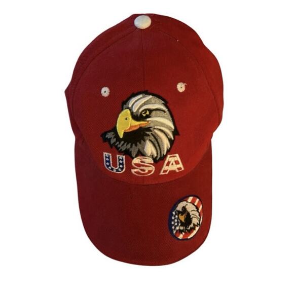 VTG USA Hat Embroidered Snapback Trucker 80s 90s Eagle Stars Made In Korea - Picture 1 of 6